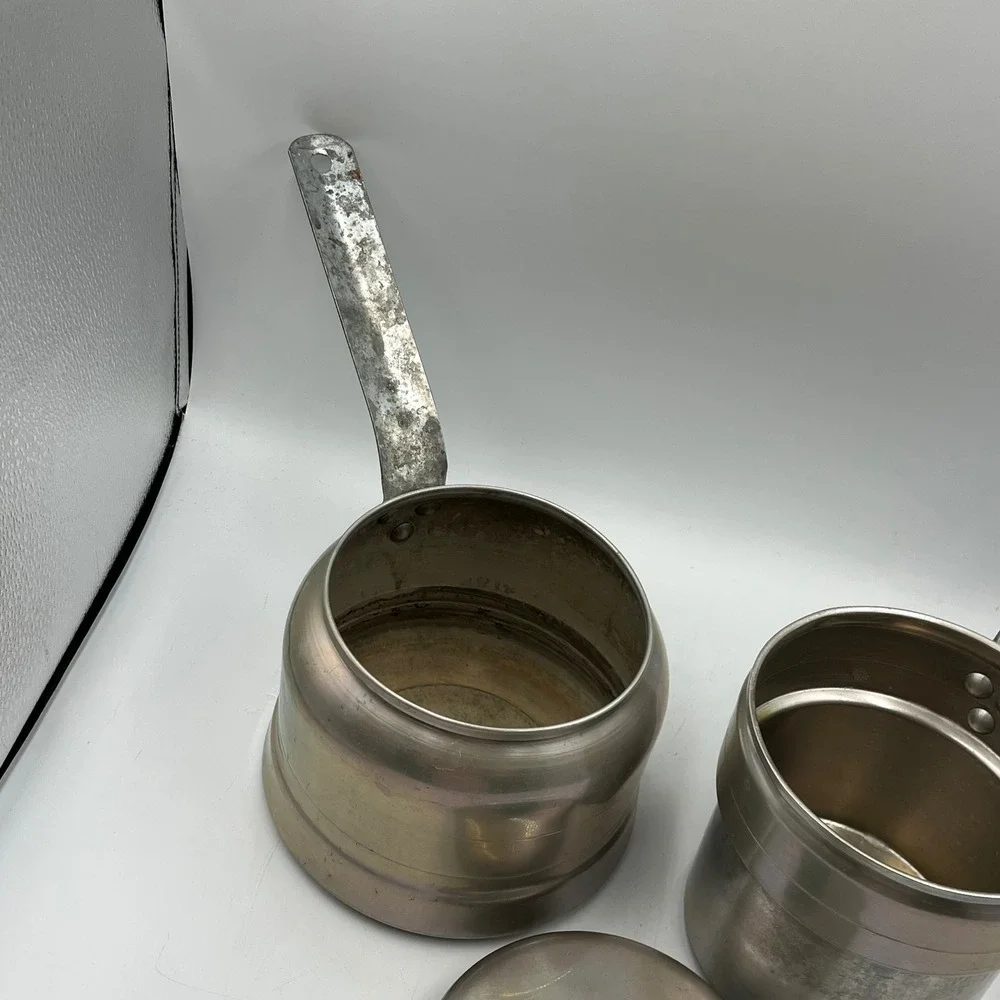 Vintage Comet Aluminum Double Boiler Pot Set with Lid Made in USA Saucepan